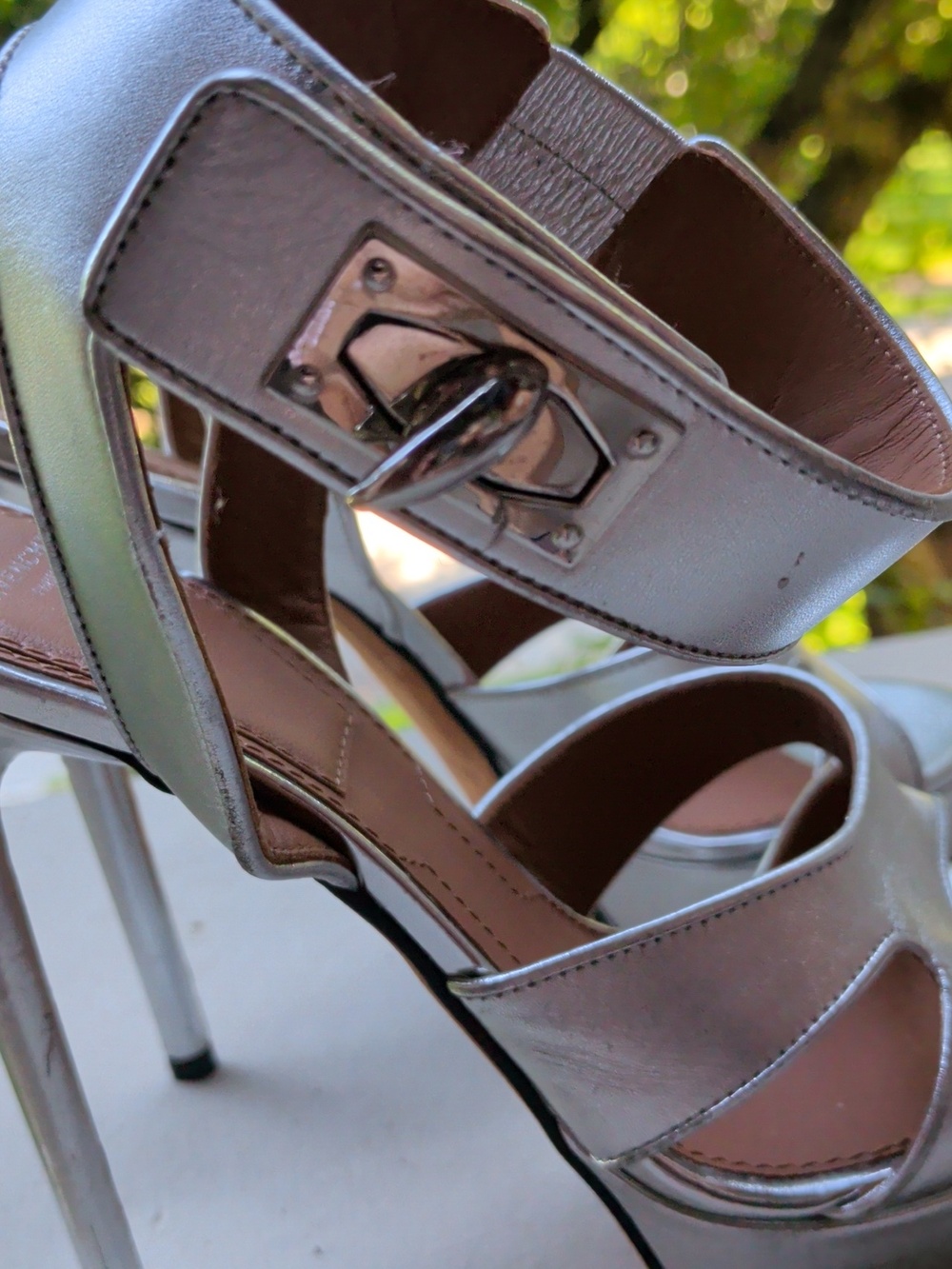 New Silver High Heel Platform Sandals - Givenchy Sharklock - Picture 4 of 13